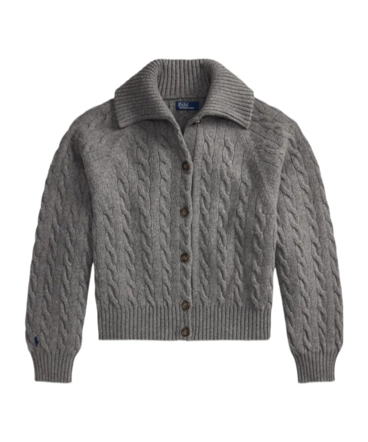 Polo Ralph Lauren Cable-knit Cardigan In Grey