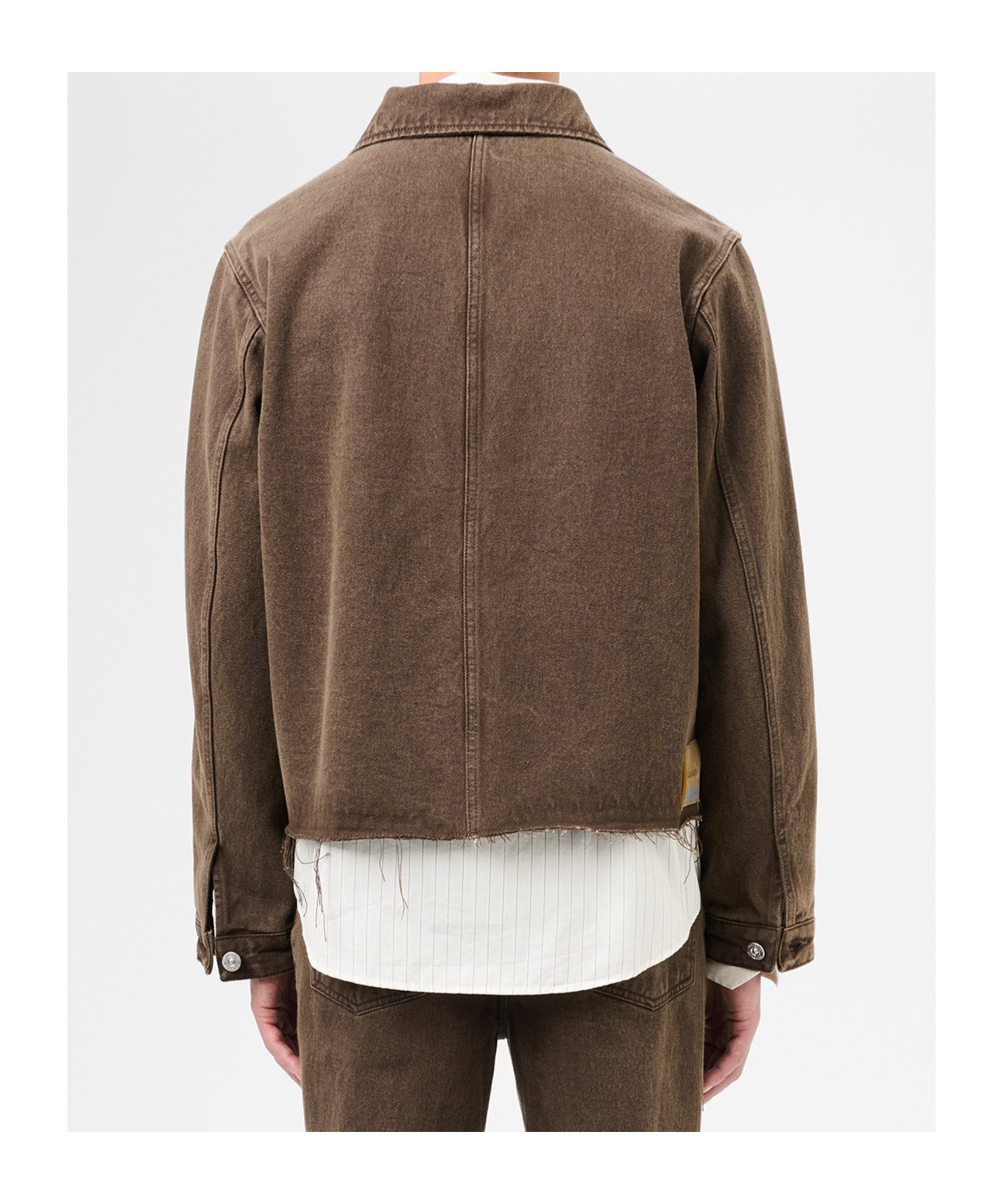 Our Legacy Lapel Long-sleeved Denim Coat In Brown