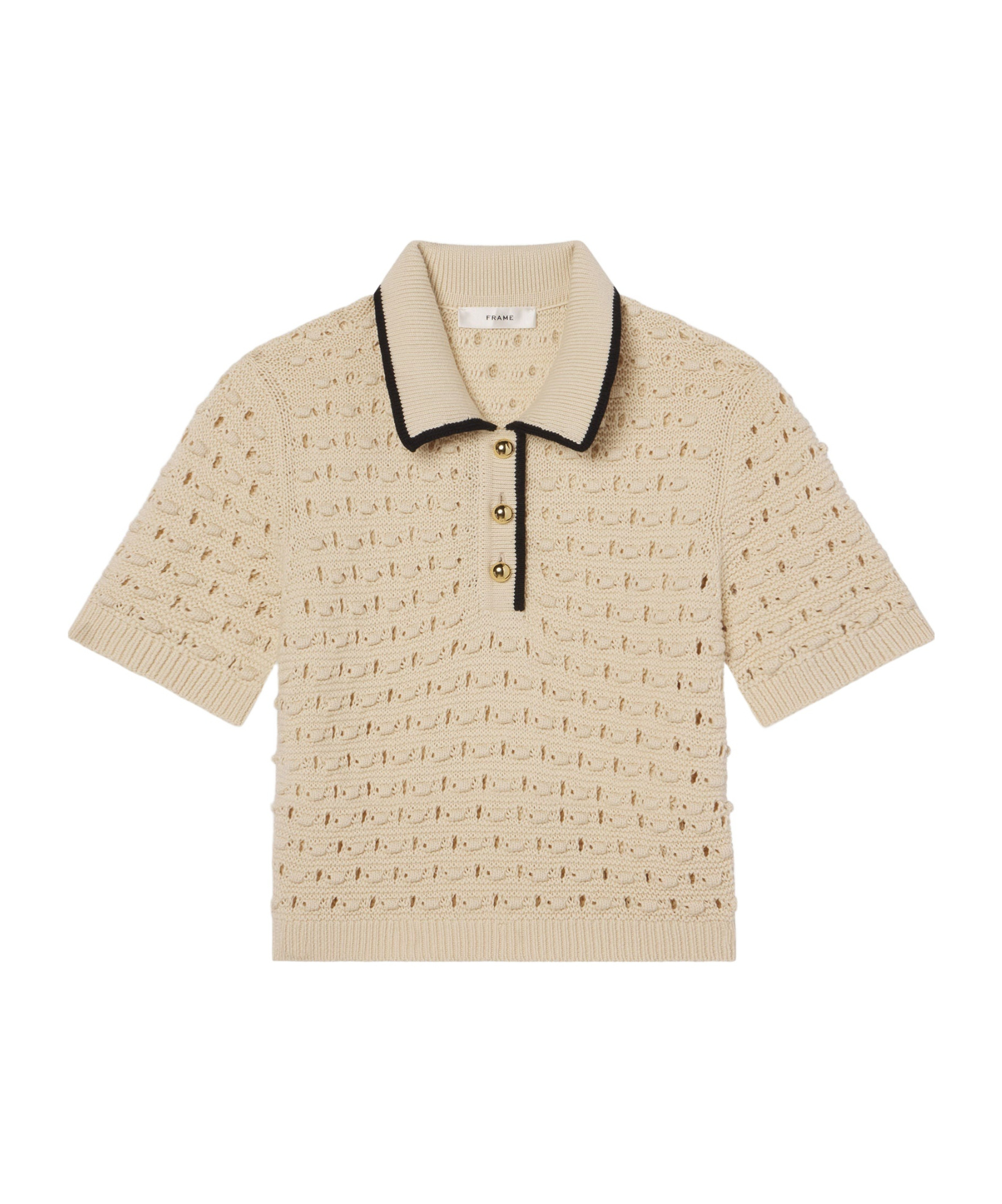 Frame Short-sleeved Knitted Polo Shirt In Brown