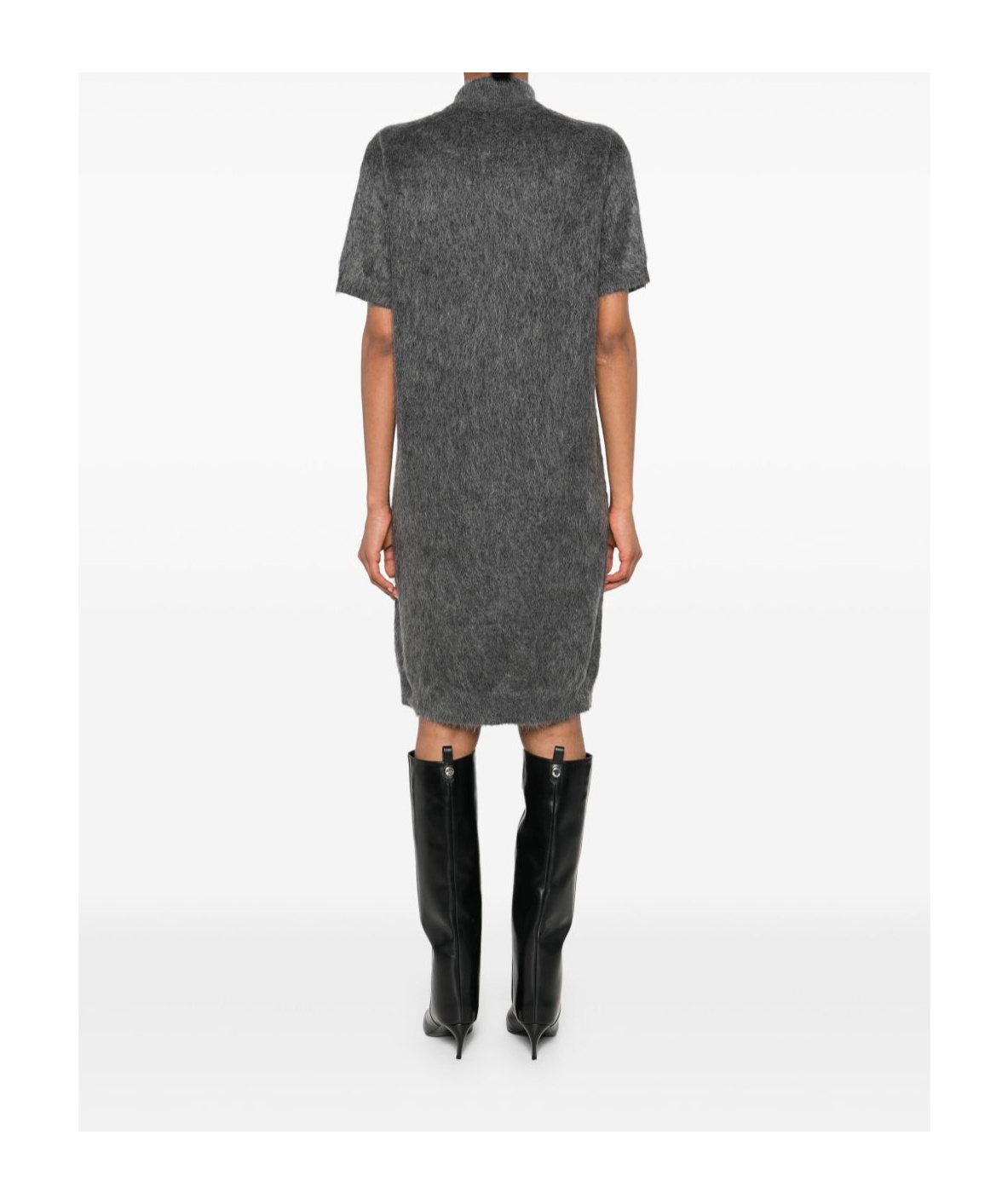 Brunello Cucinelli Sequin-embellished High-neck Dress In Gray