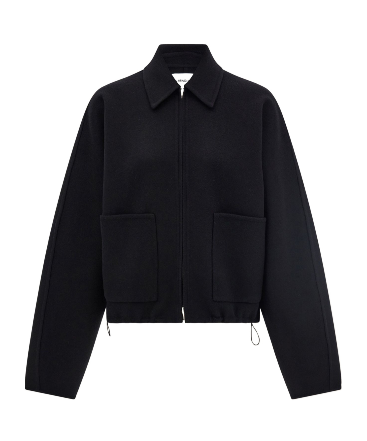 Ferragamo Cashmere Blend Cropped Bomber Jacket In Black
