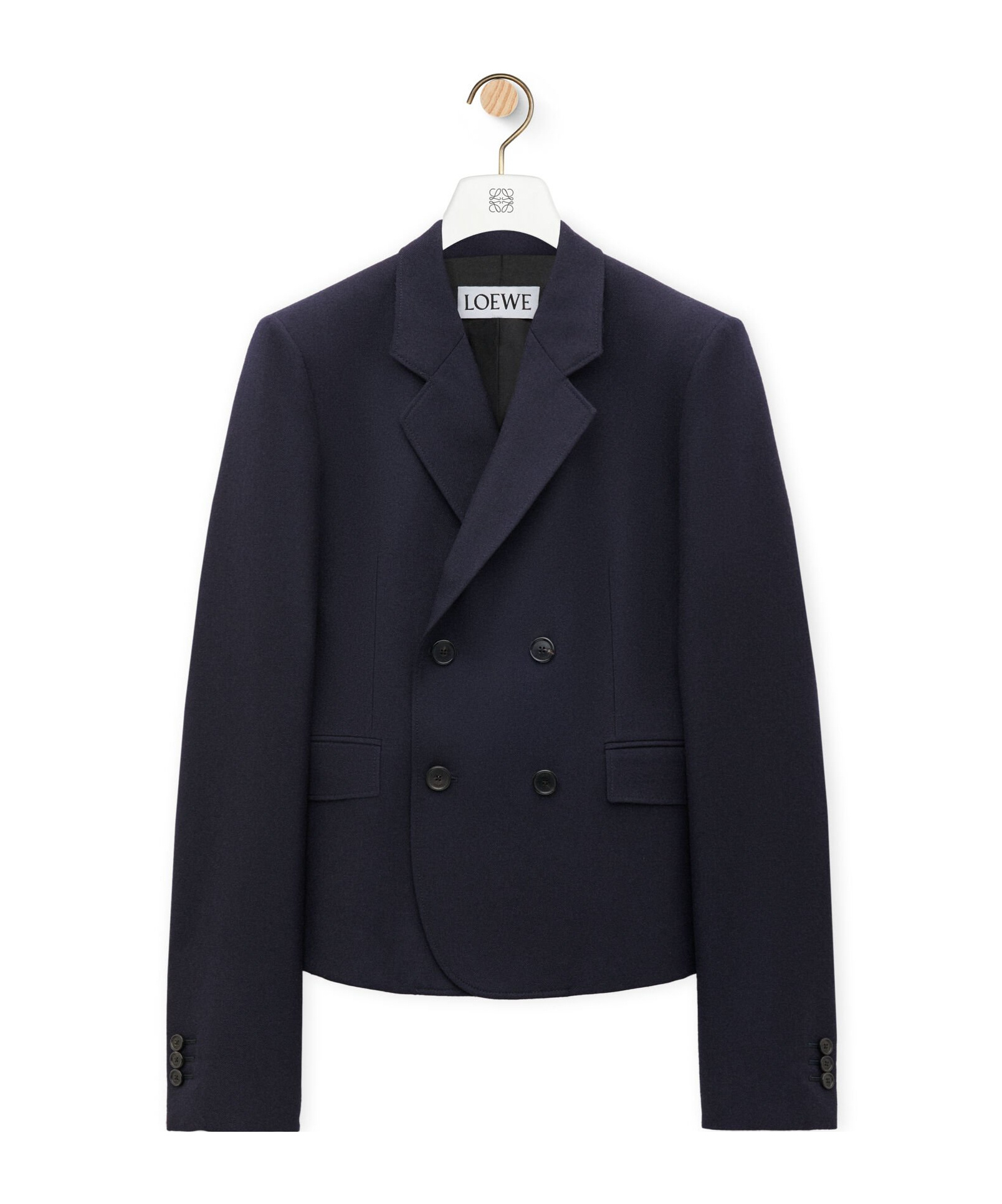 Loewe Long-sleeved Short Wool Suit Coat In Black