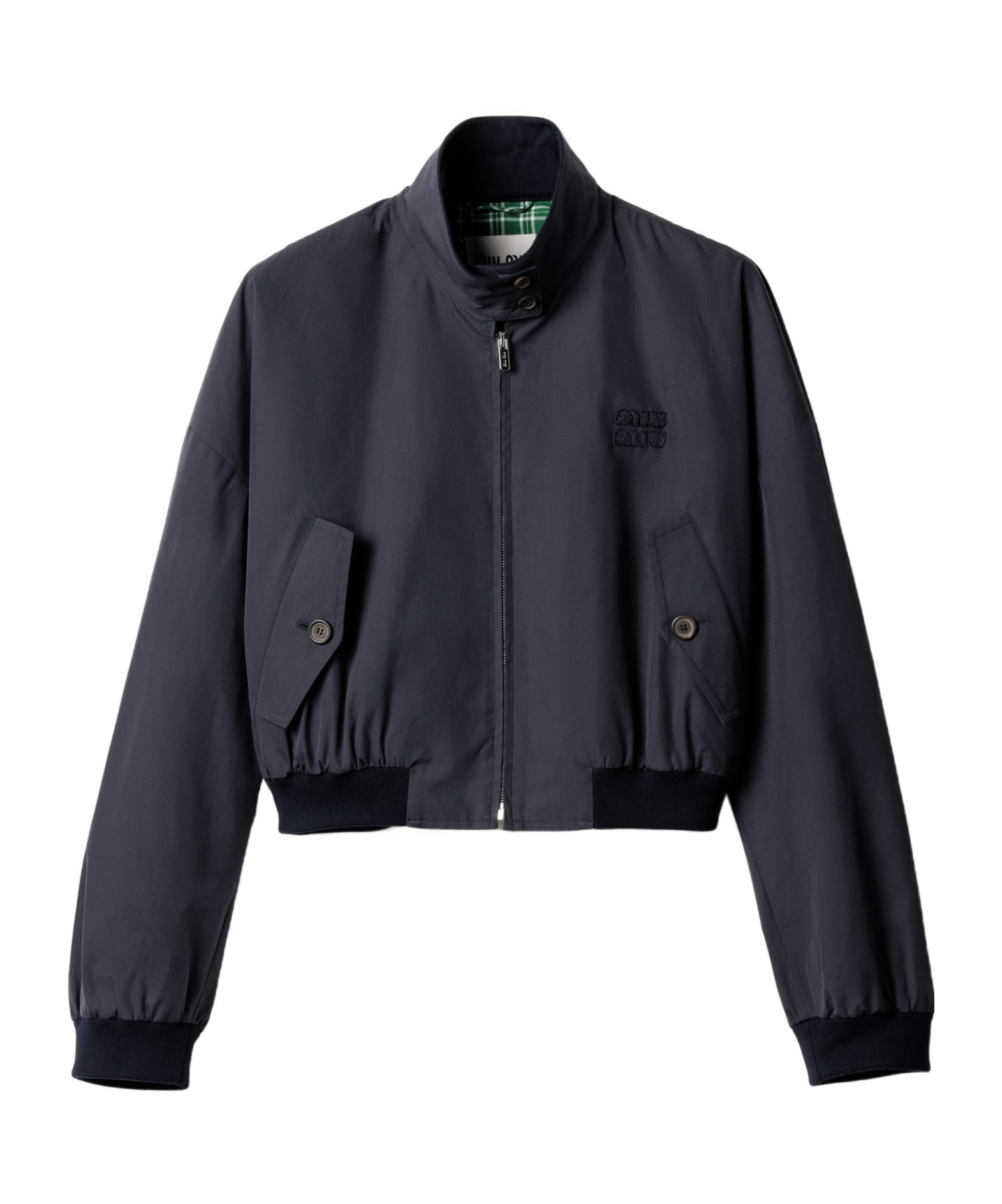 Miu Miu Cotton-blend Panama Blouson Jacket In Gray
