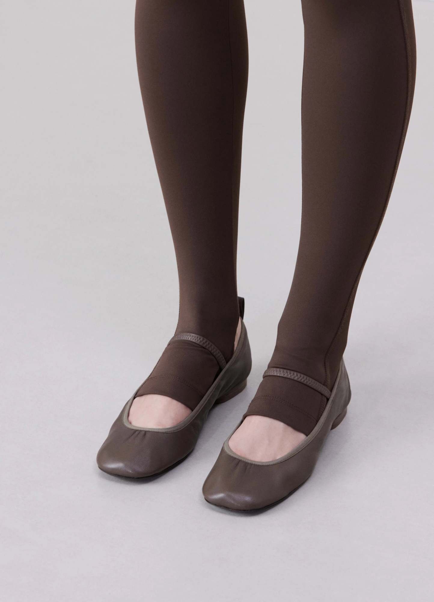 Lemaire Square-toe Leather Ballerina Shoes In Brown