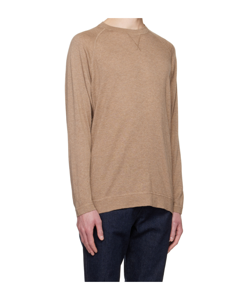 Officine Generale Sweater With Slit Side Seams In Brown