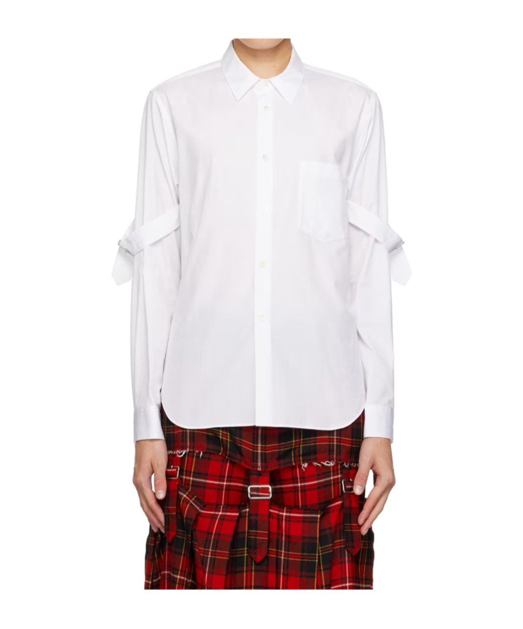 Comme Des Garçons Elbow-buckle Detailed Cotton Shirt