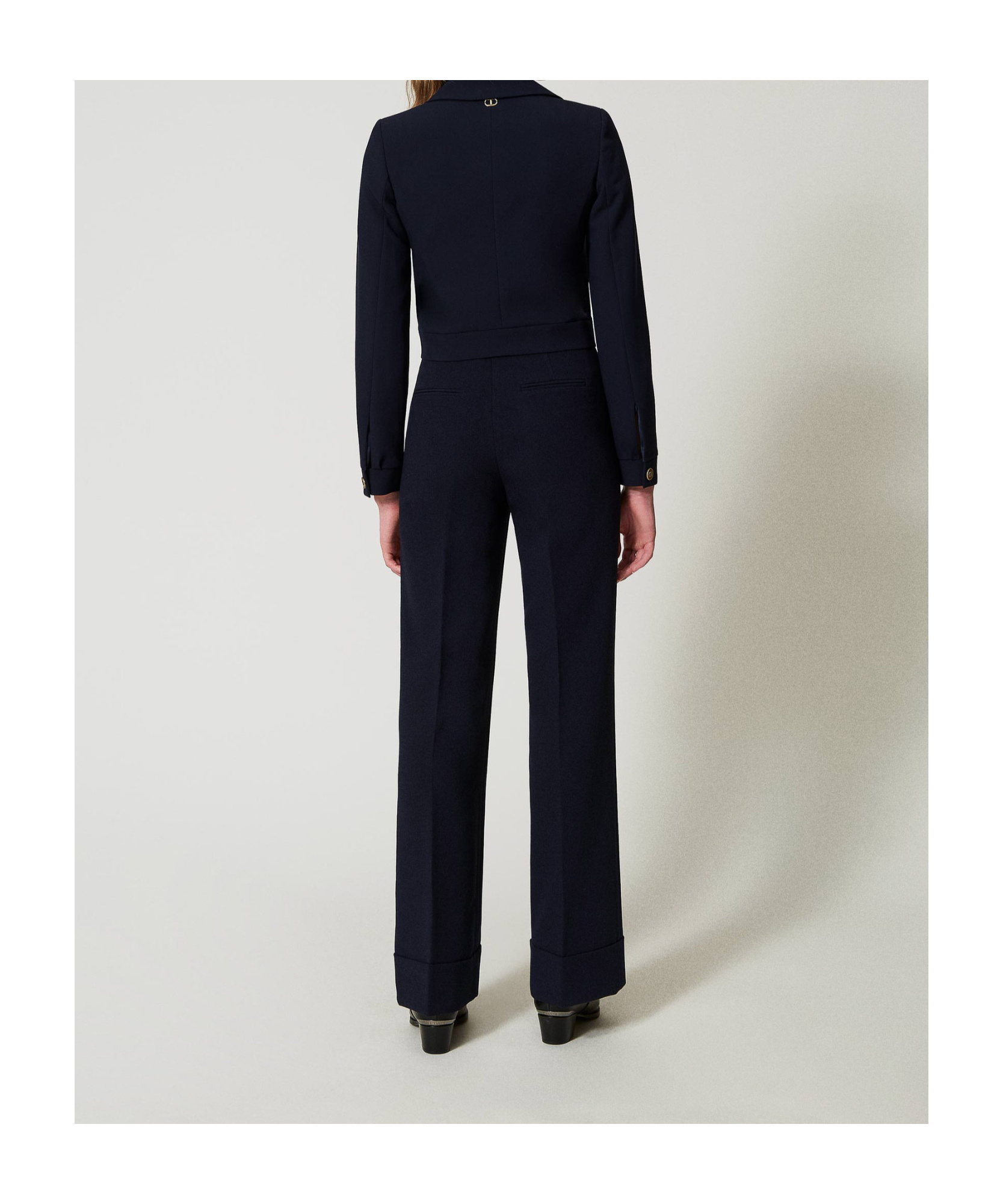 Twinset Cady High-waist Trousers In Black