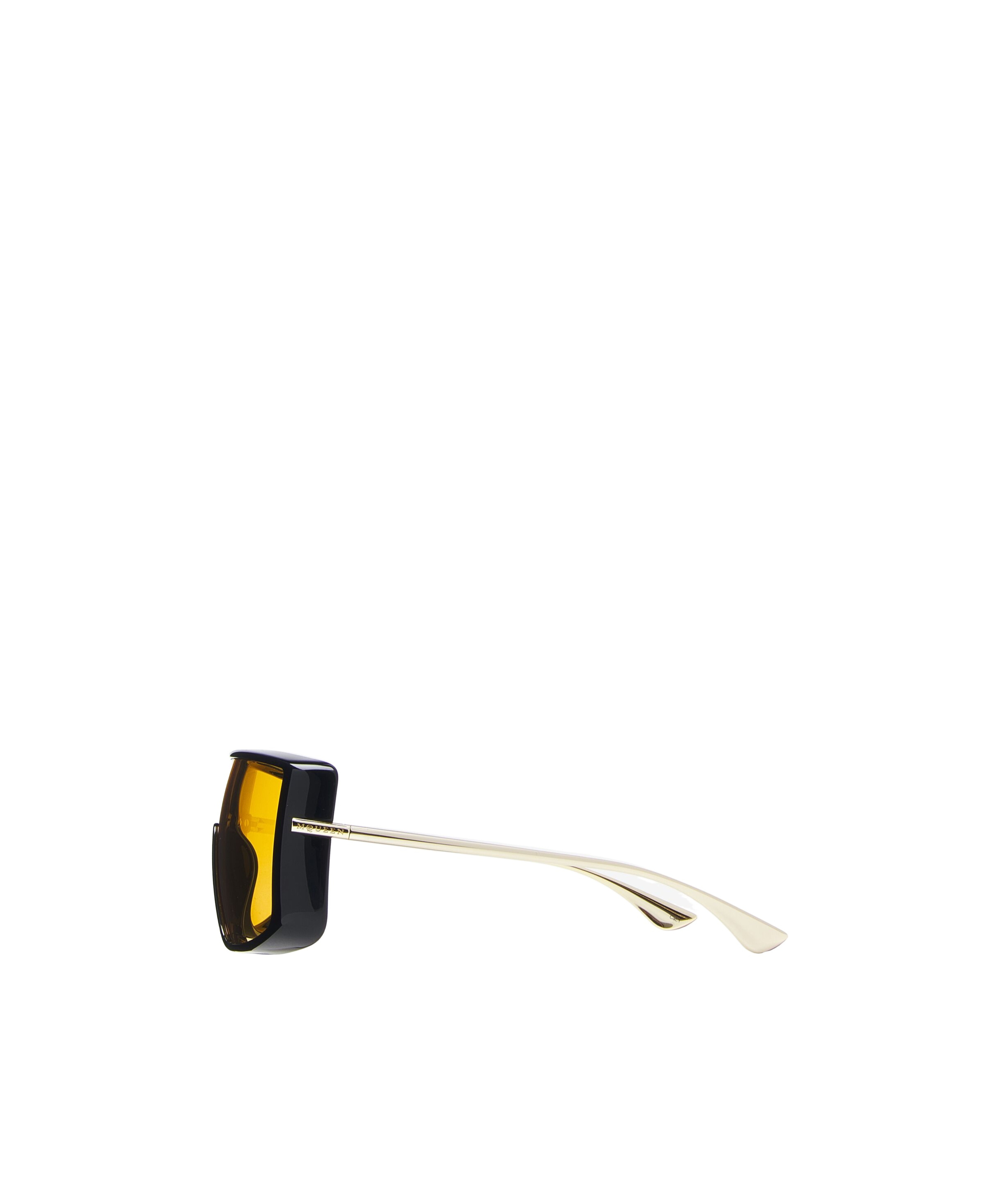 Alexander Mcqueen T-bar Visor Sunglasses In Black/orange In Brown