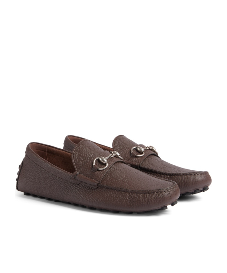 Gucci Dark Brown Leather Loafers In Black