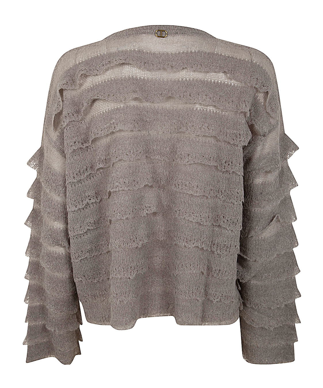 Shop Twinset Ruffle Sweater In Gray