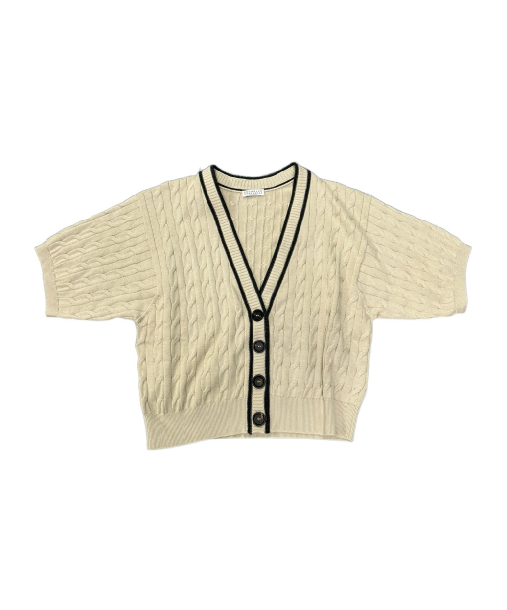 Brunello Cucinelli Short-sleeved V-neck Knitted Cardigan In Nude