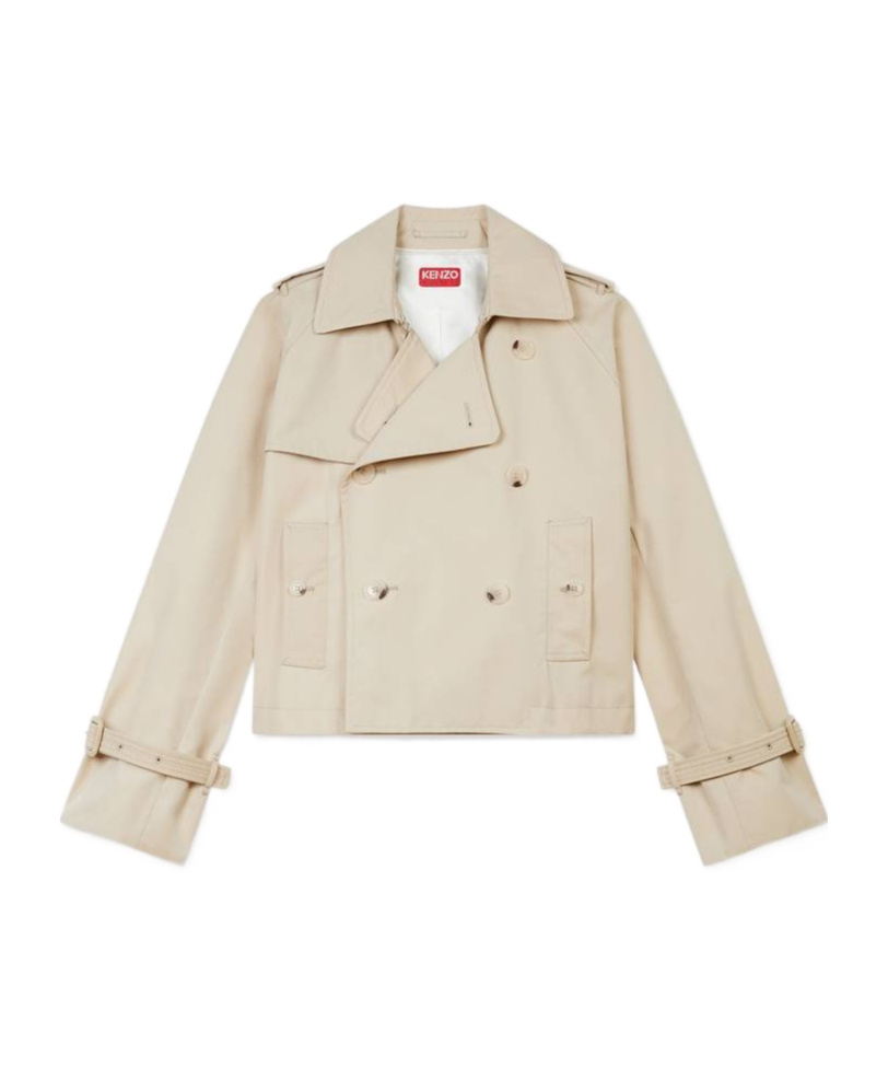 Kenzo Double-breasted Flared-sleeve Jacket In Nude