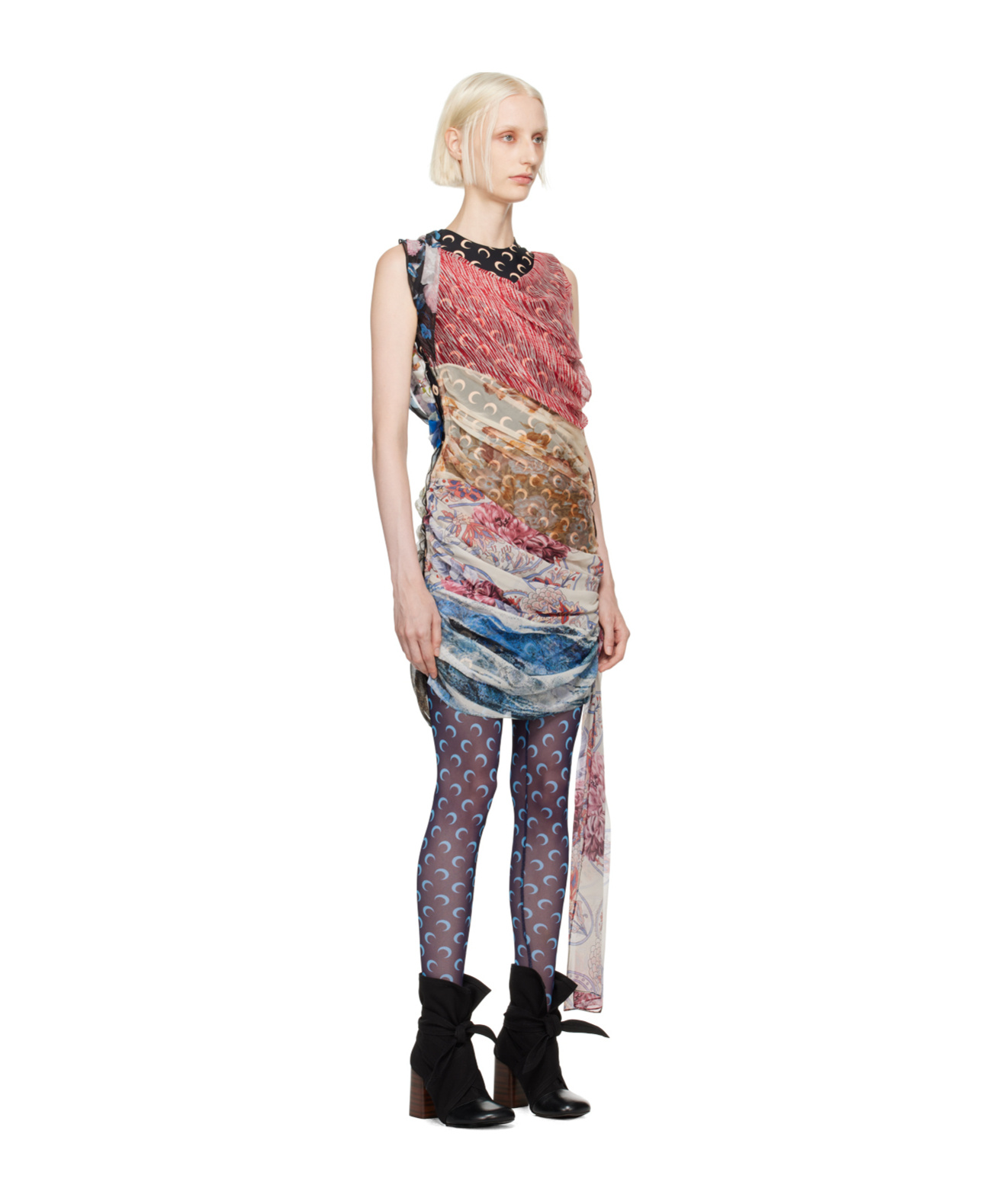 Marine Serre Multicolor Scarves Midi Dress In Multicolor