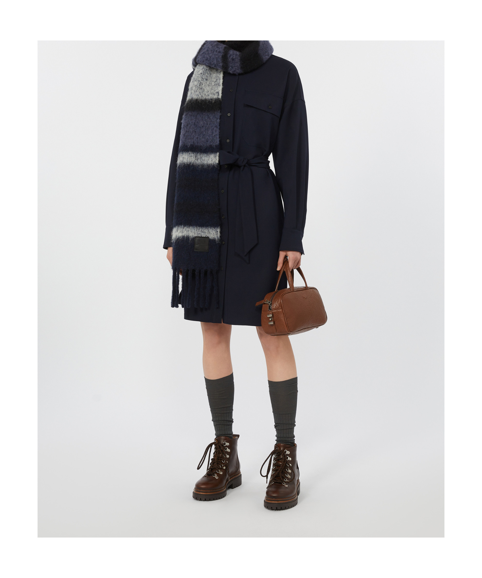 Weekend Max Mara Long-sleeved Shirt Dress In Blue
