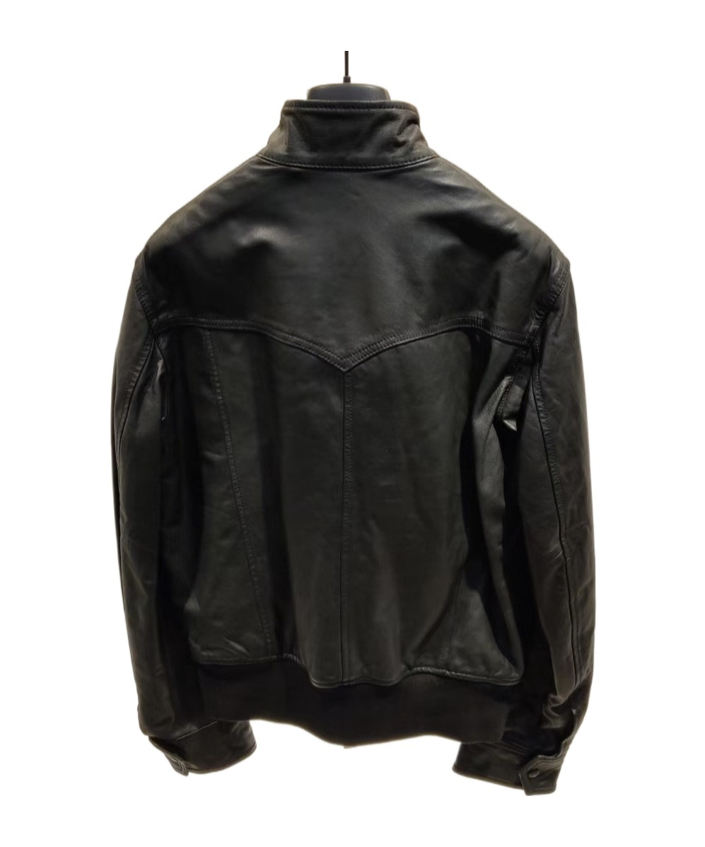 Just Cavalli Long-sleeved Leather Jacket In Black