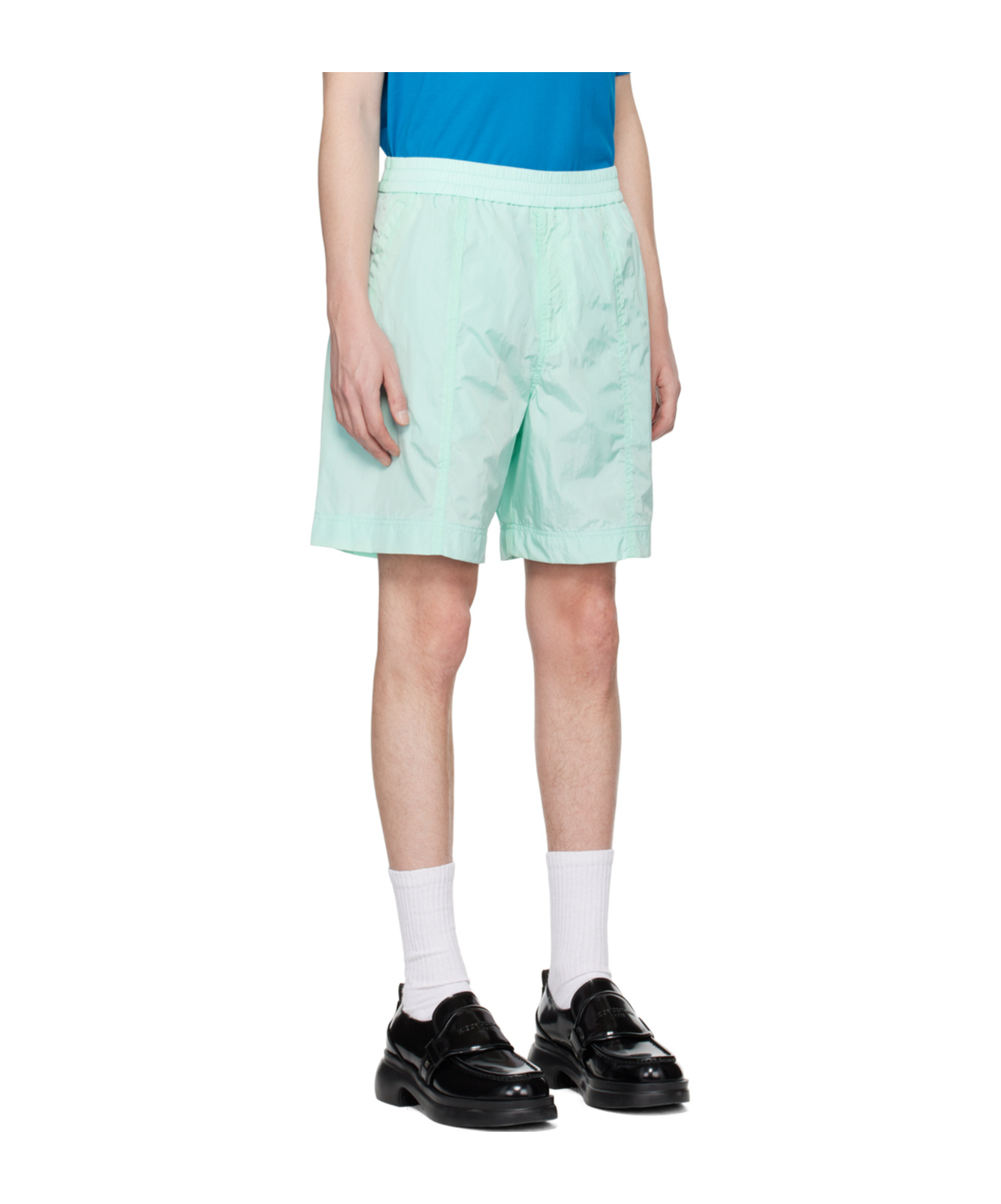 Wooyoungmi Blue Paneled Shorts In Blue