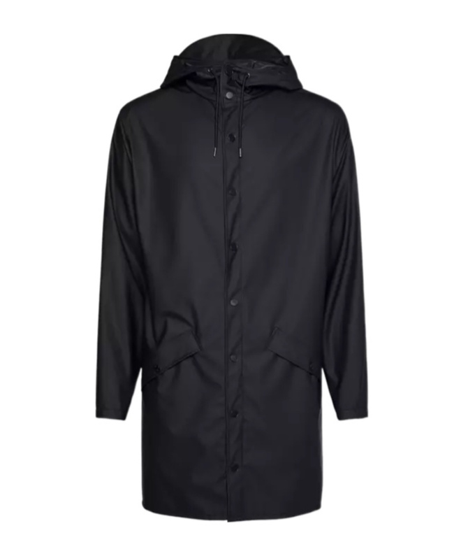 Rains Long-sleeved Hooded Raincoat In Black