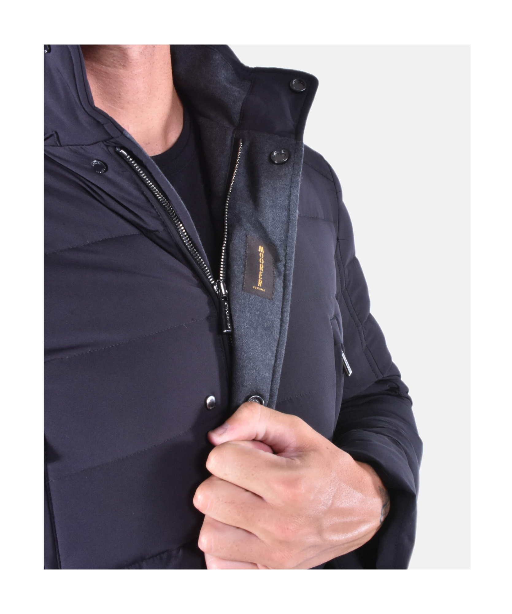 Moorer Long-sleeved Cotton Jacket In Black