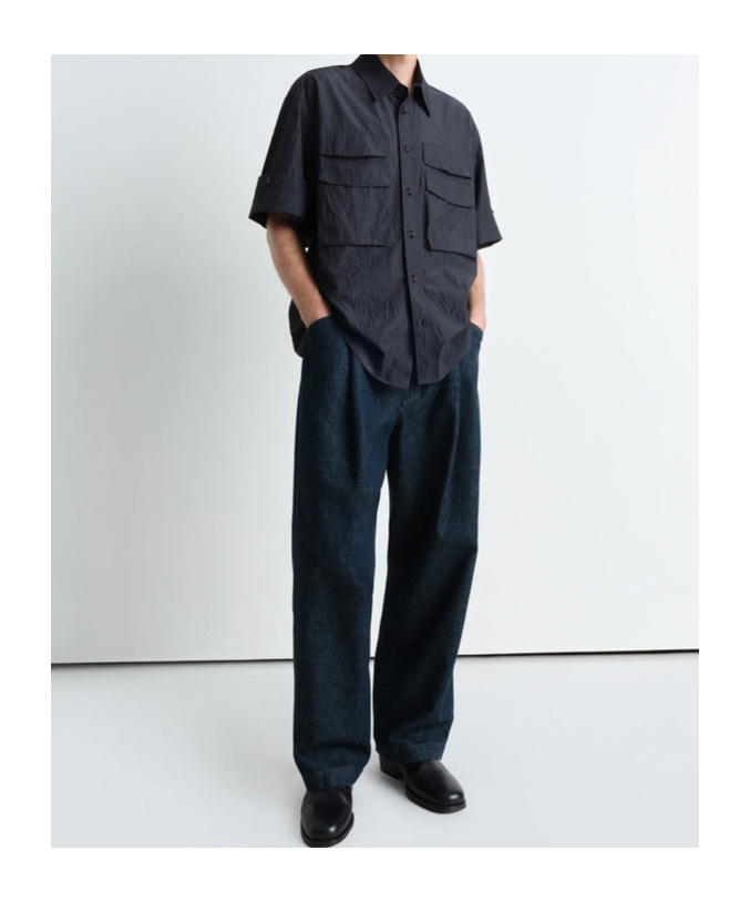 Lemaire Short-sleeved Shirt In Black