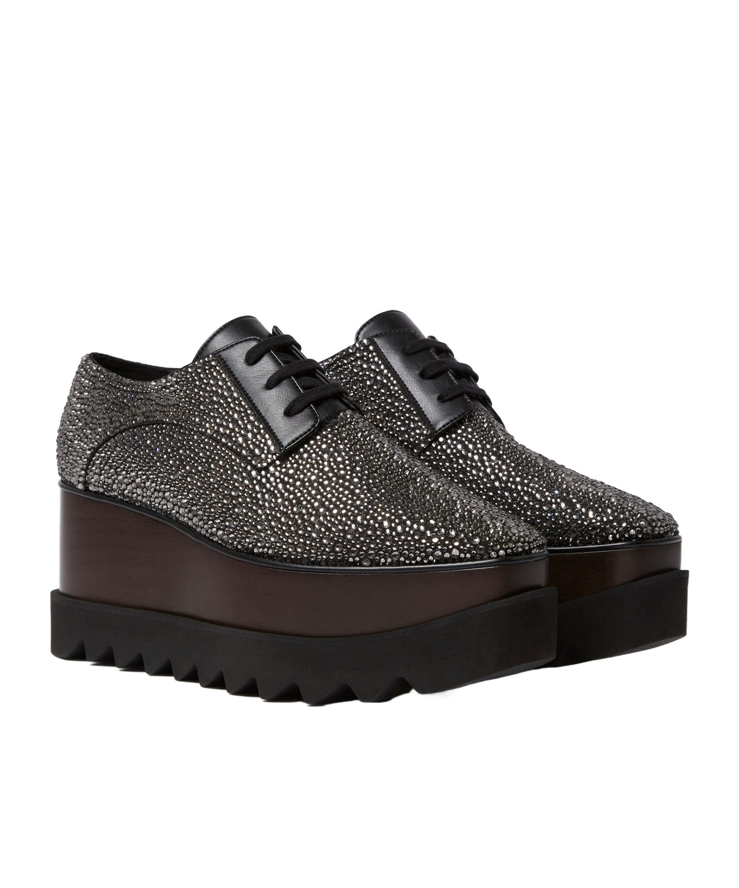 Stella Mccartney Elyse Crystal Platform Shoes In Black