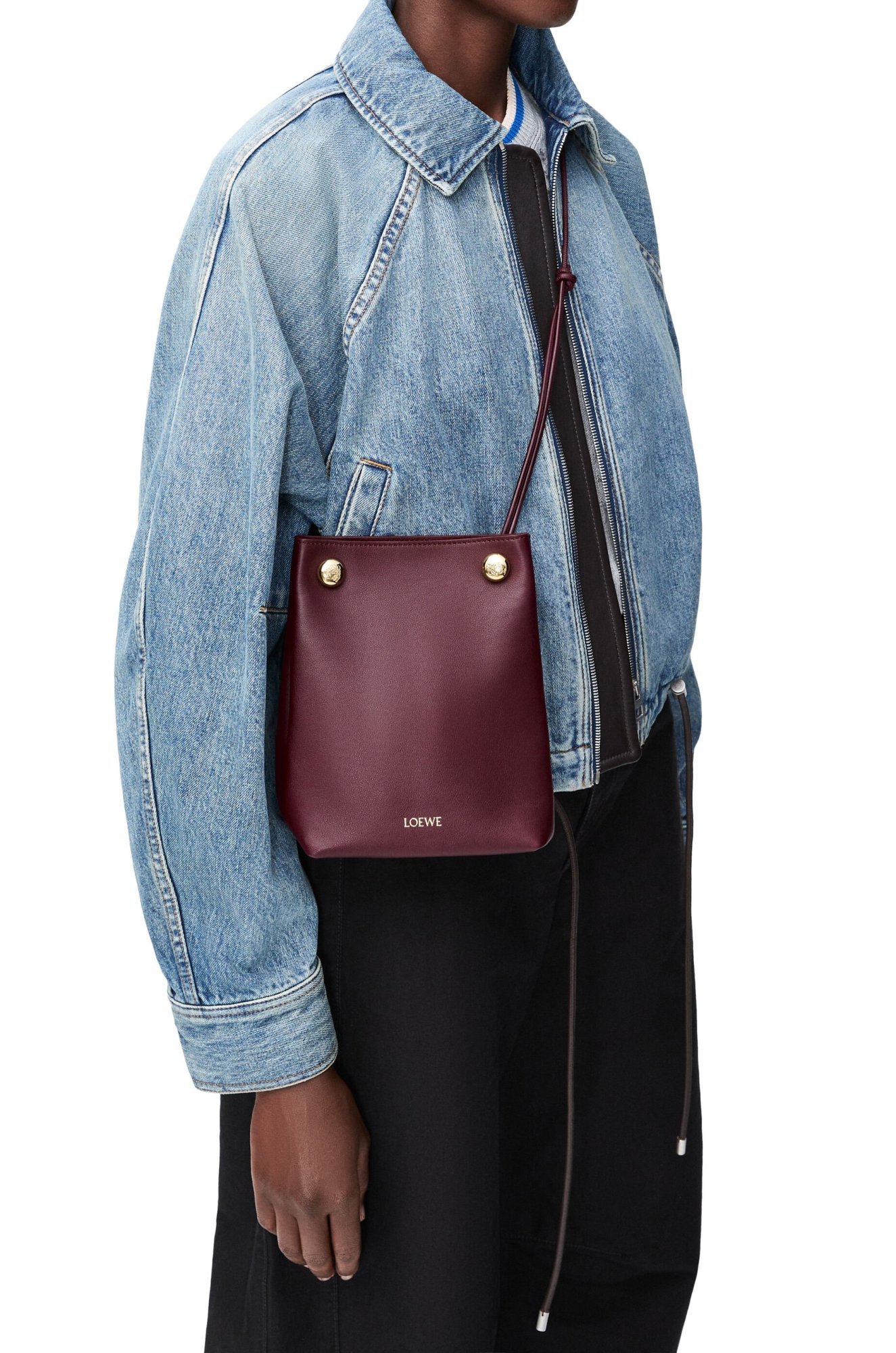 Loewe Anagram Pebble Leather Bucket Bag In Red