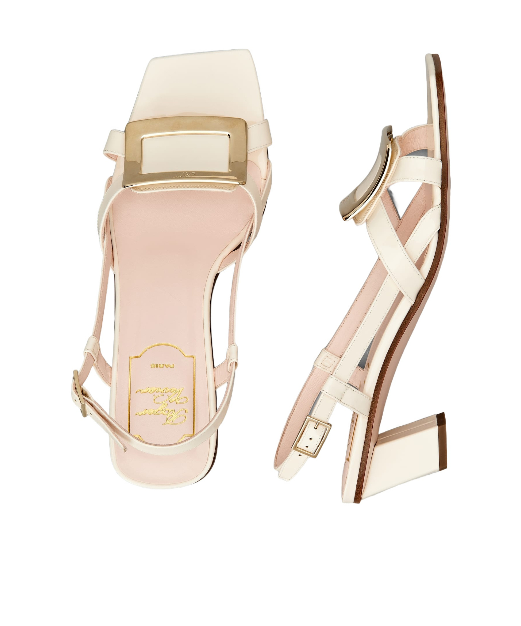 Roger Vivier Belle Vivier 75 Metal Buckle Sandals In Nappa Leather In Nude