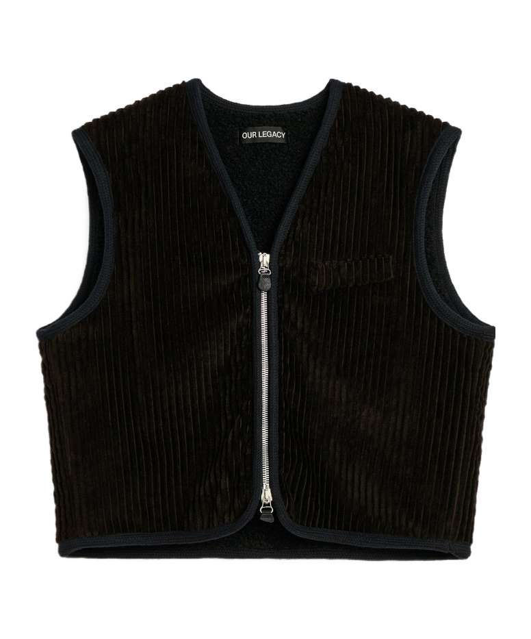 Our Legacy Corduroy Zip-up Gilet In Black