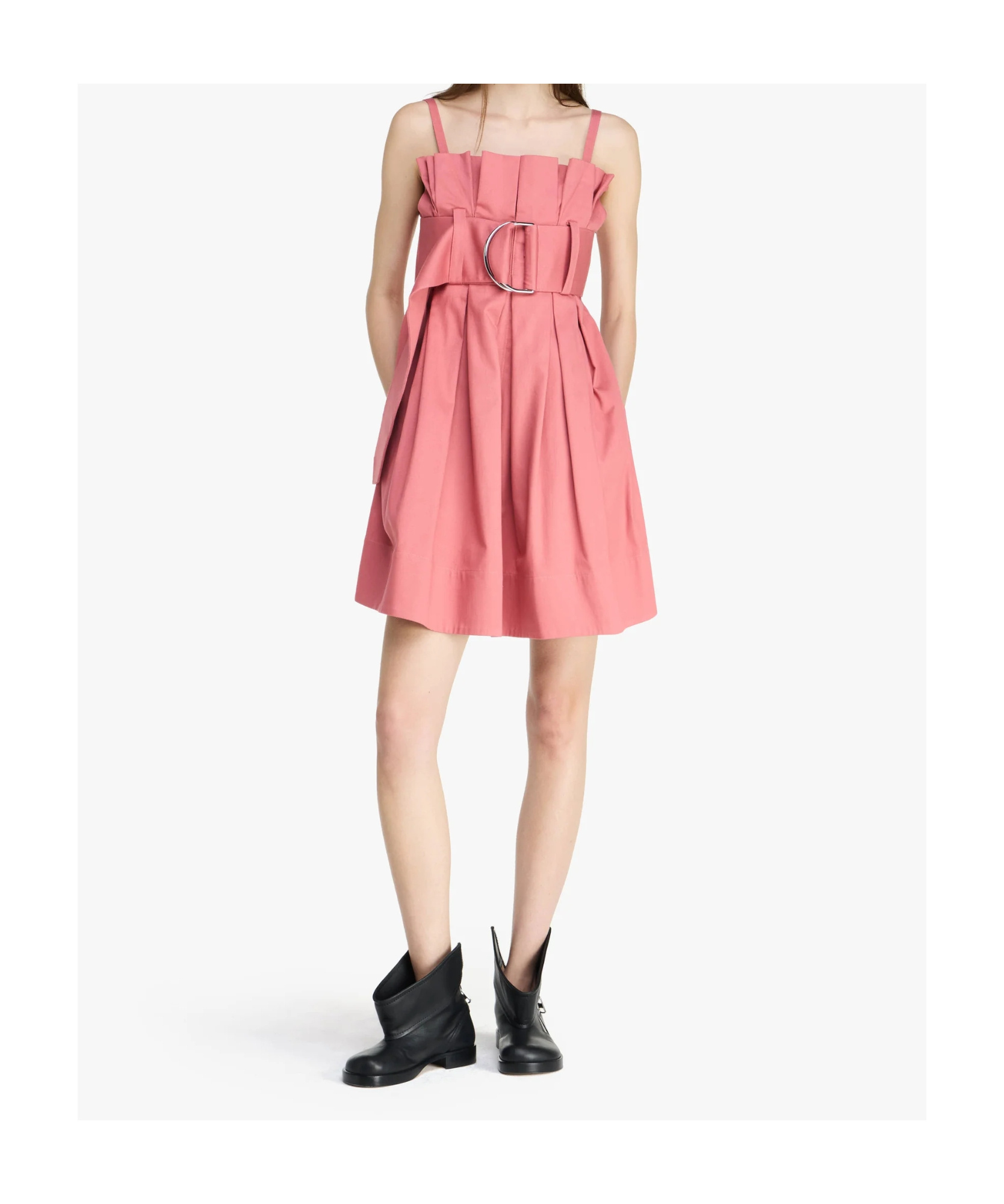 Jw Anderson Belted Pleated Mini Dress In Pink