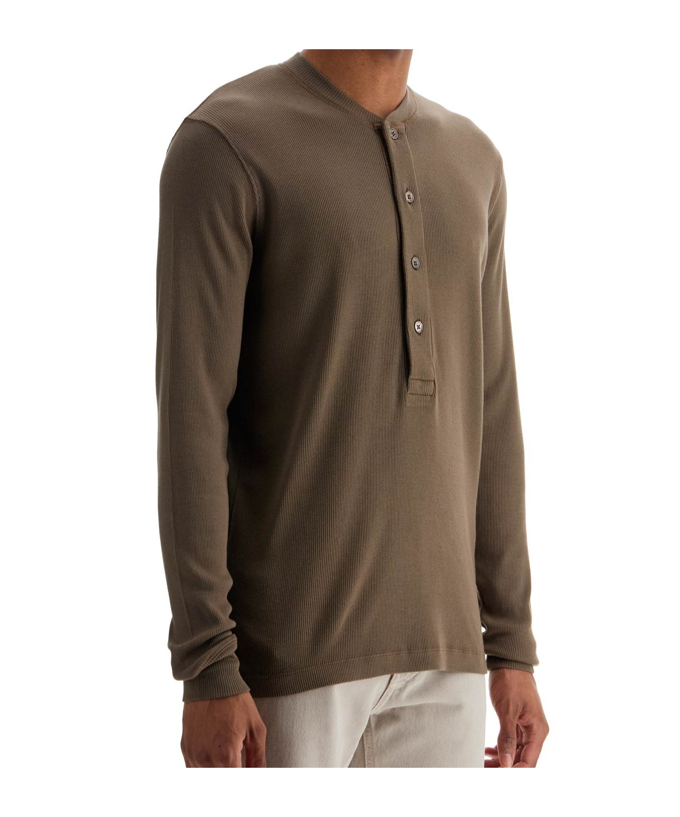 Shop Tom Ford Fine-ribbed Logo Embroidered T-shirt In Green