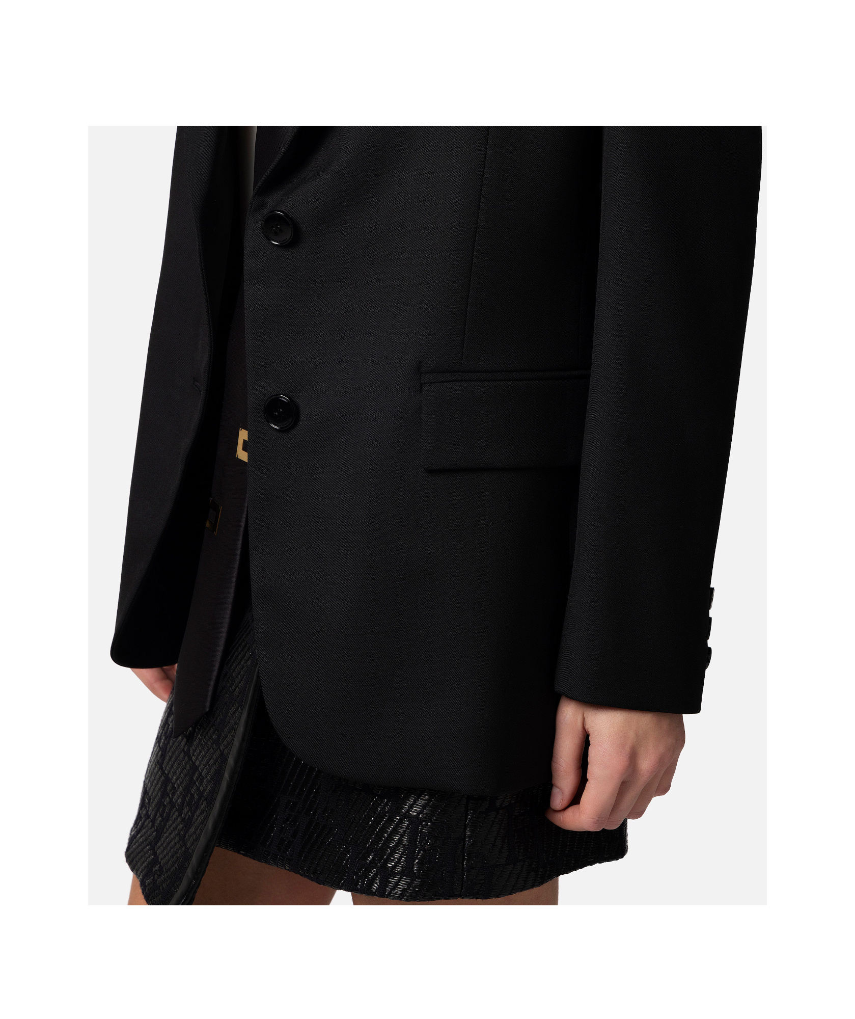 Elisabetta Franchi Single-breasted Virgin Wool Blazer In Black