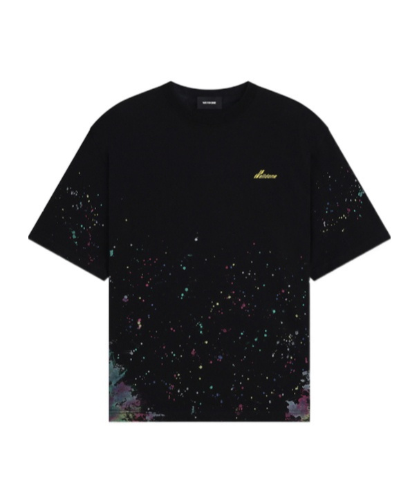 We11 Done Paint-splatter Cotton T-shirt In Black