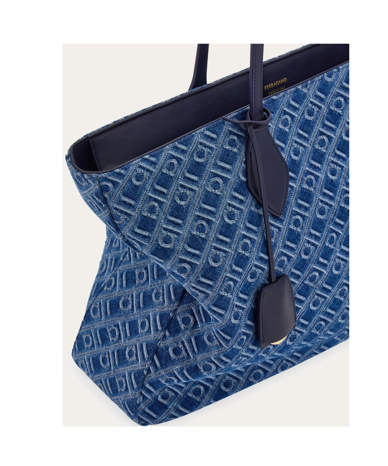 Ferragamo Monogram Tote Bag (l) In Blue