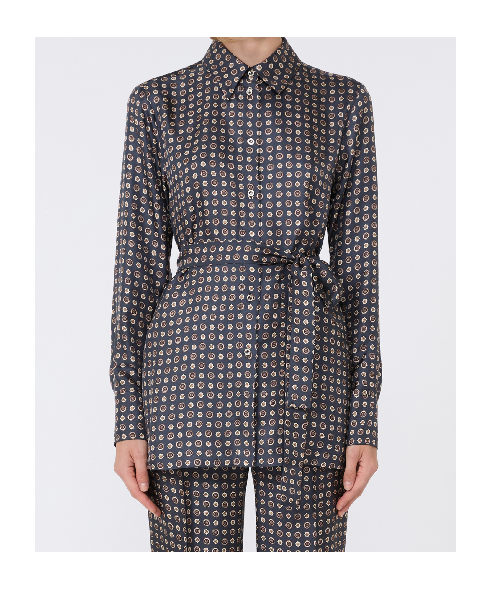 Max Mara Printed Silk Shirt In Brown