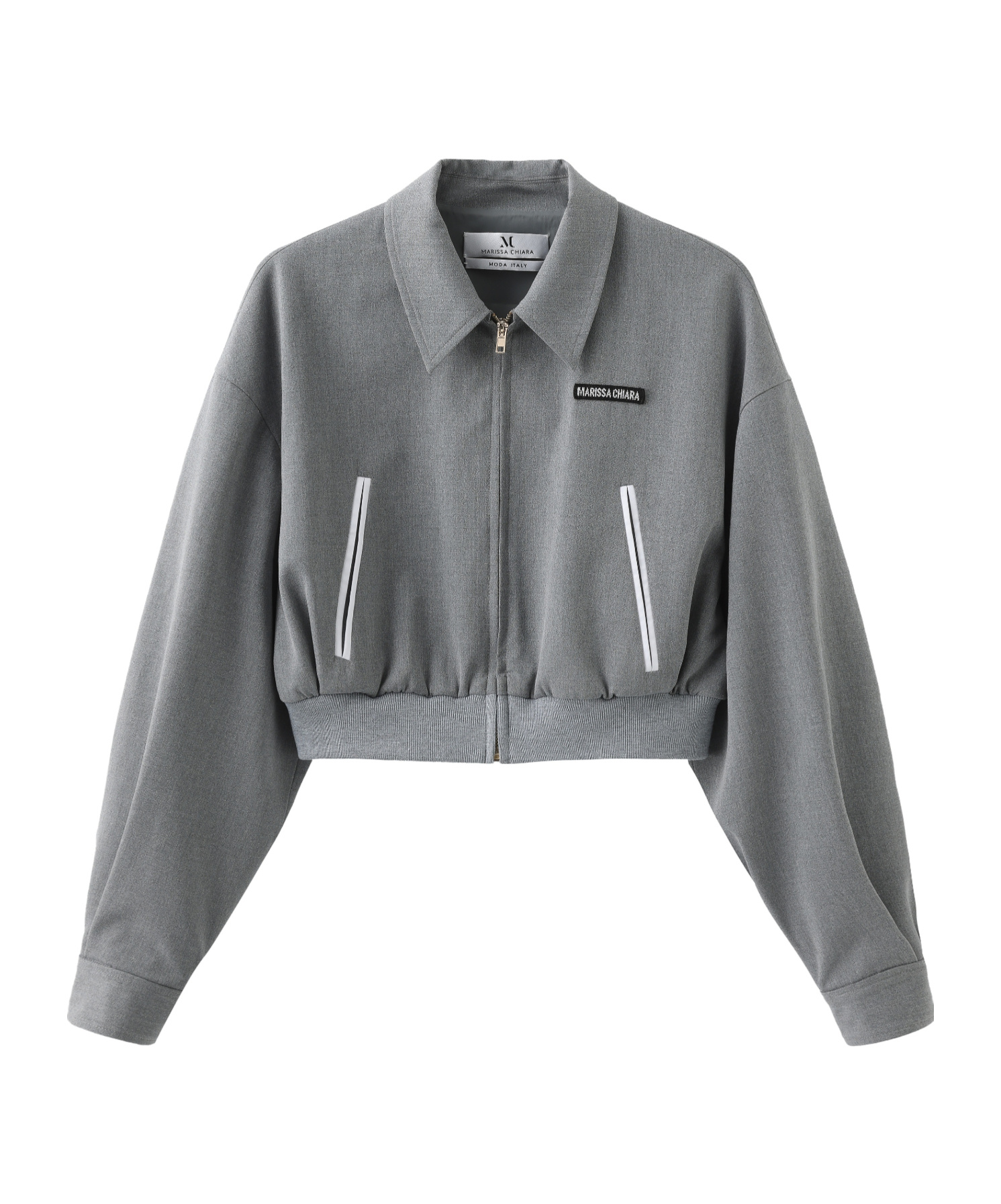 Marissa Chiara Long-sleeved Lapel Casual Jacket In Gray