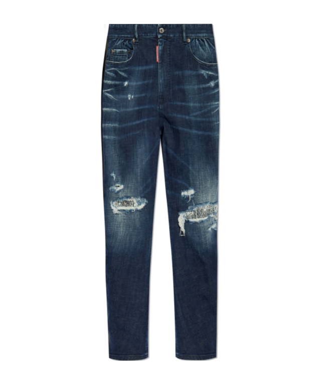 Dsquared2 Distressed Straight Jeans In Blue