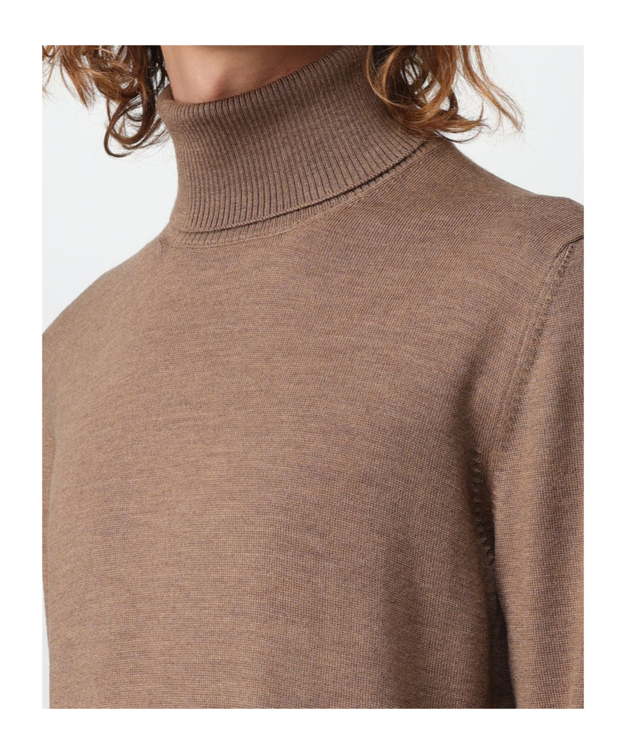 Fay Virgin Wool Turtleneck Sweater In Brown