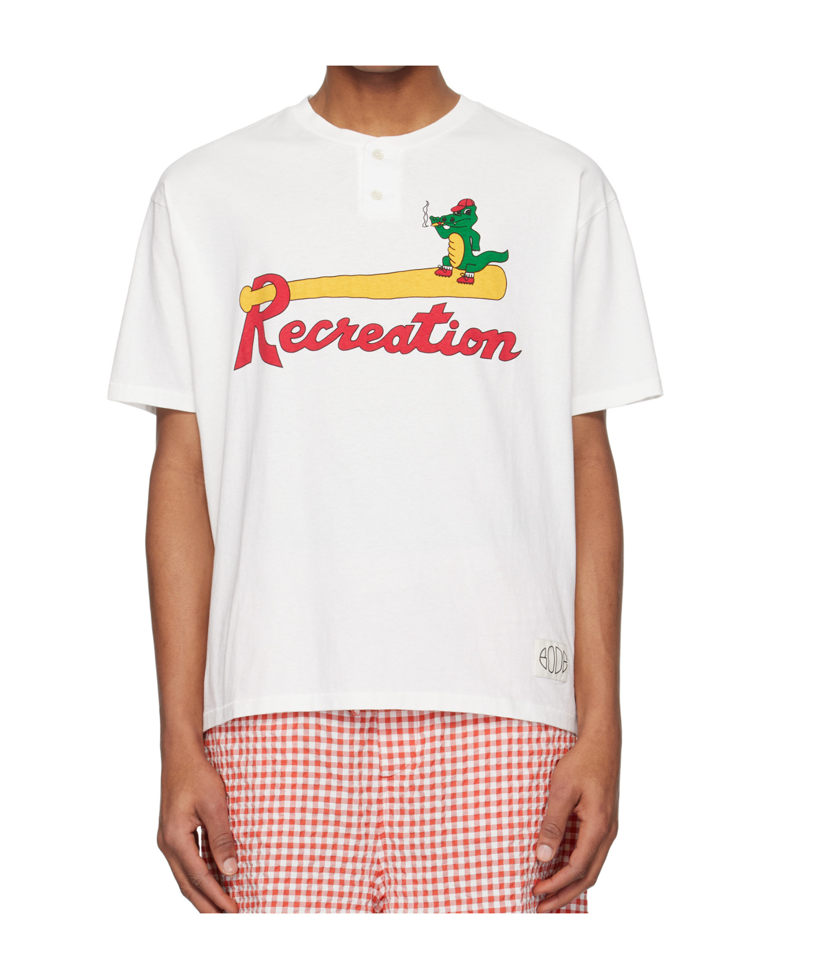 Bode Printed Cotton-jersey Henley T-shirt In White