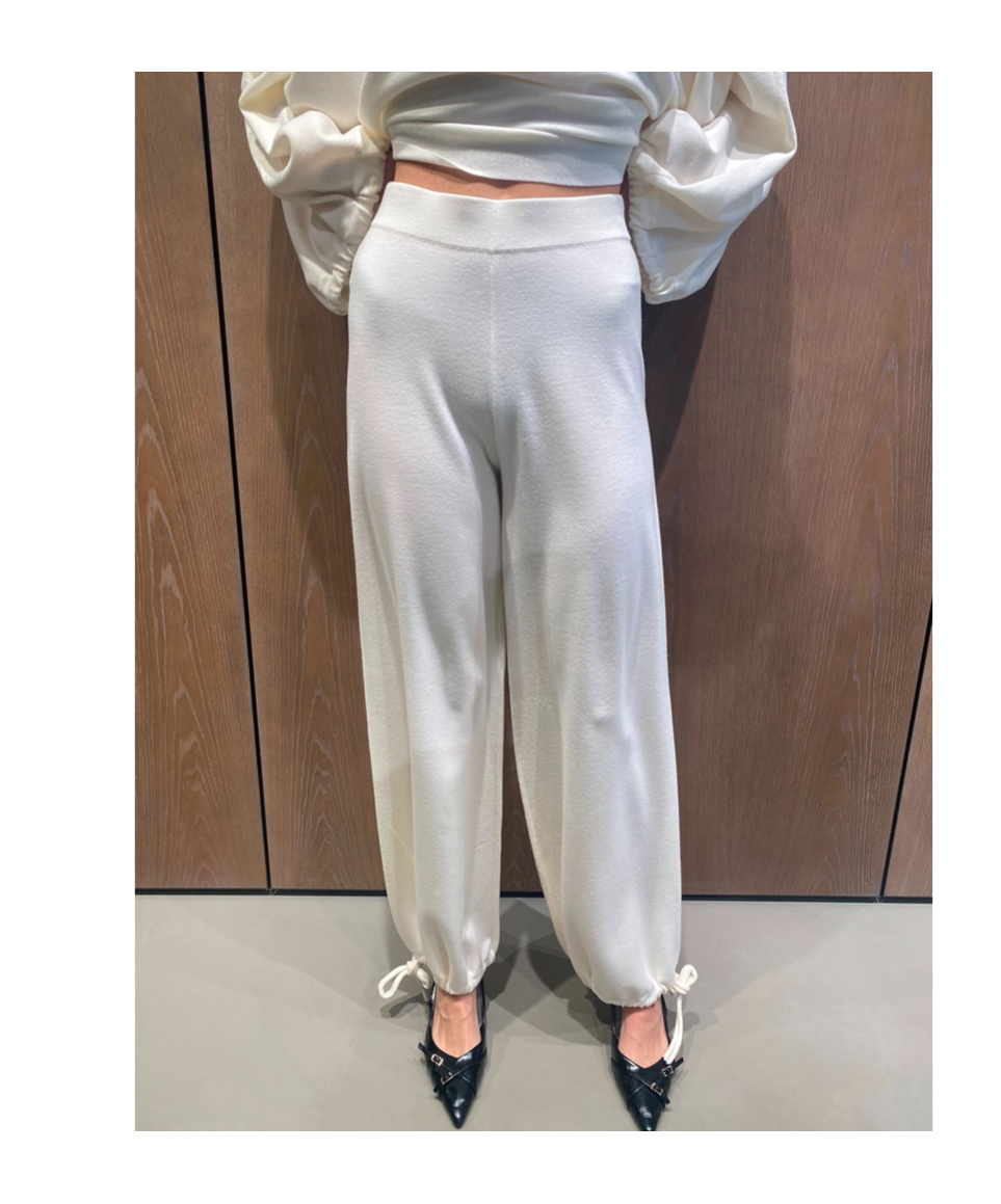 Max Mara Elastic Waist Casual Pants In White