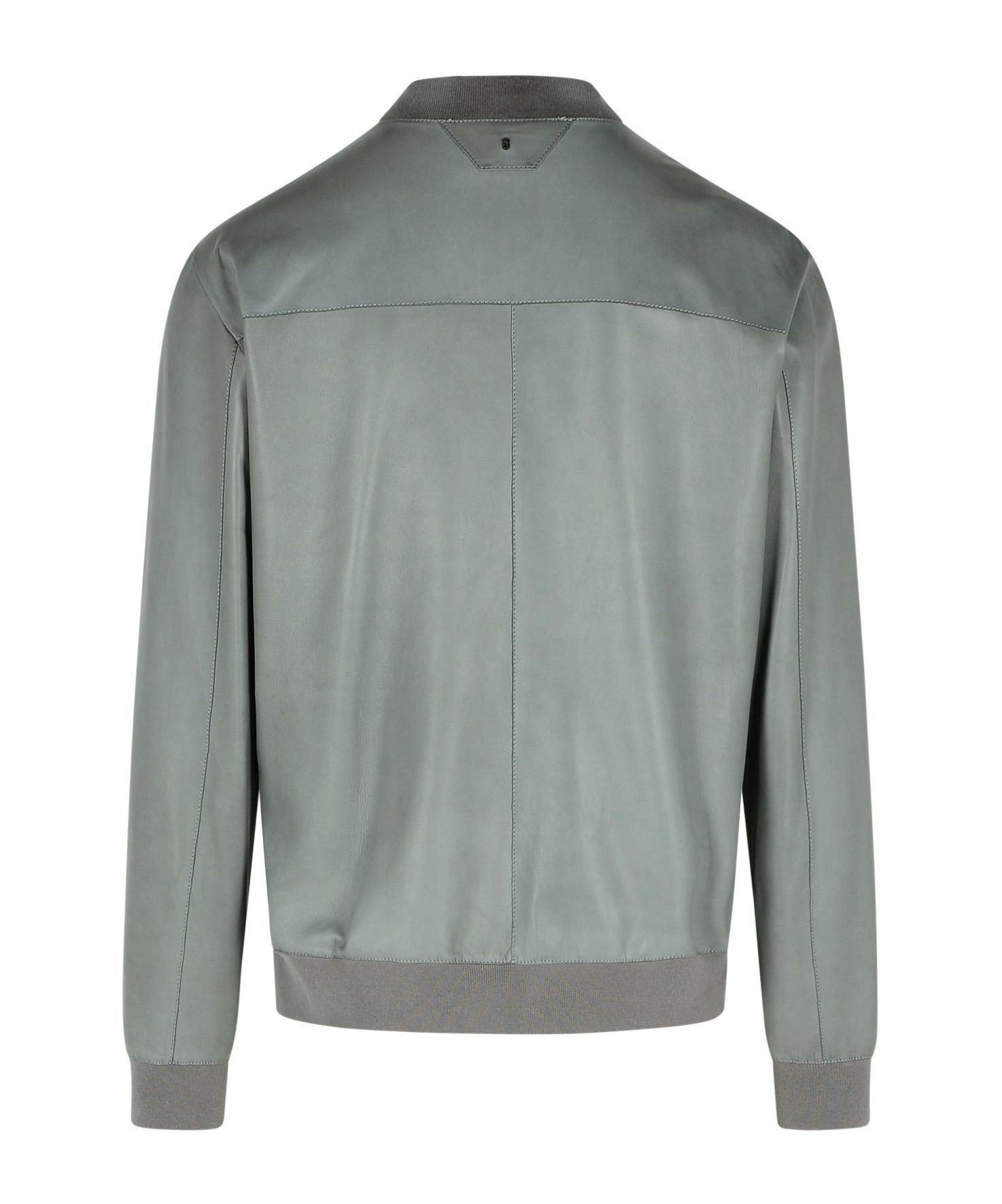 Salvatore Santoro Ribbed Nappa Leather Bomber Jacket In Gray