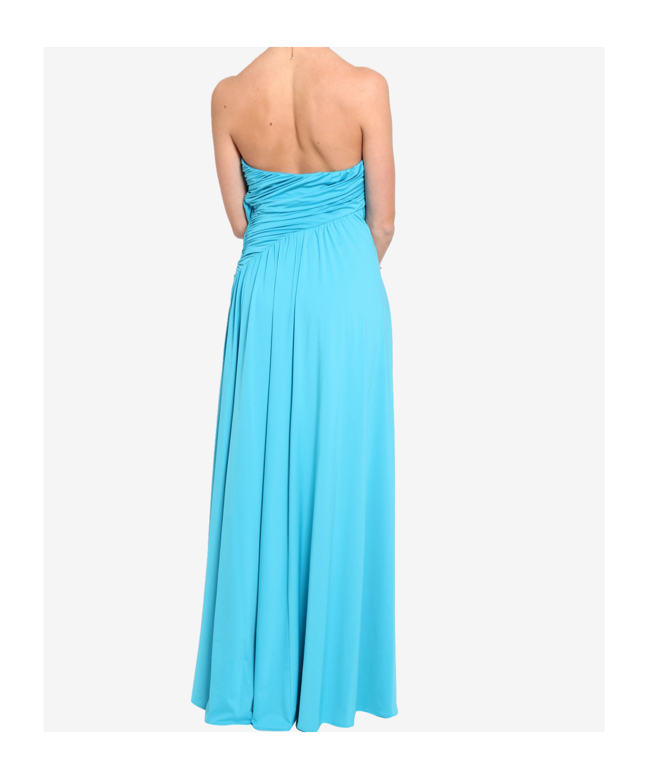 Aniye By Ruffled Strapless Gown In Blue