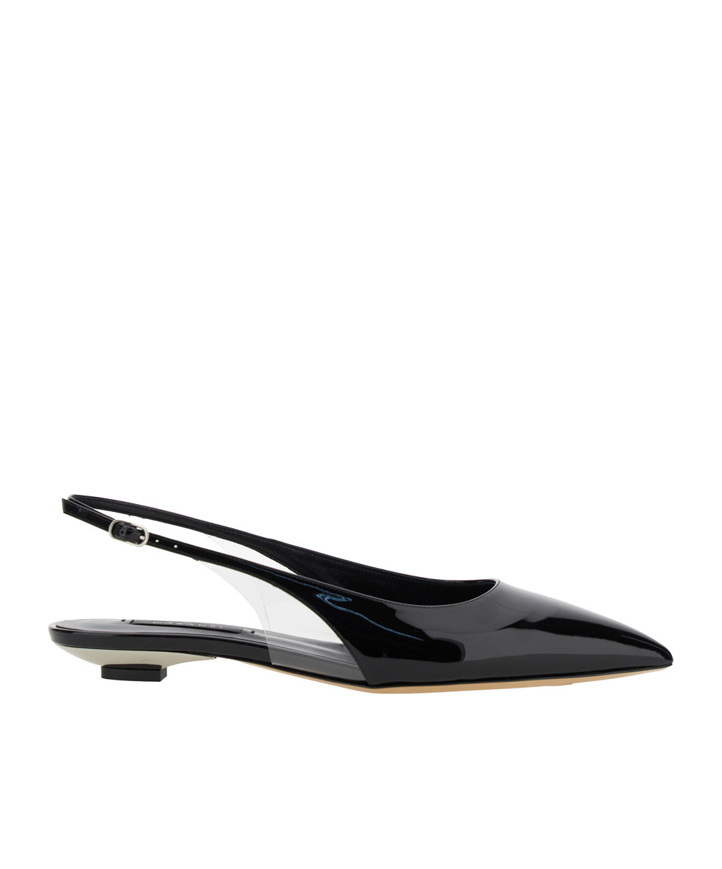Casadei 'miniblade Tiffany' Black Slingback Ballet Shoes In Patent Leather Woman In Black