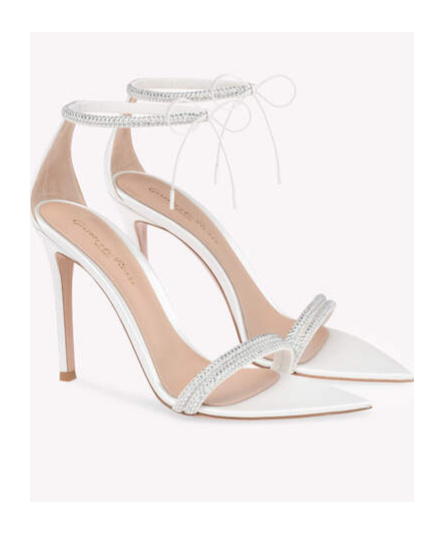 Gianvito Rossi Montecarlo Crystal-embellished Suede And Satin Sandals In White