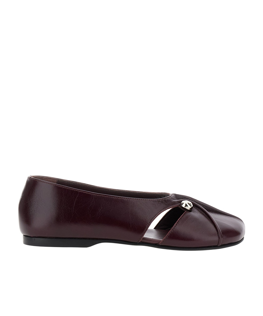 Alohas 'ravena' Bordeaux Ballet Shoes With Decorative Plaque On The Front