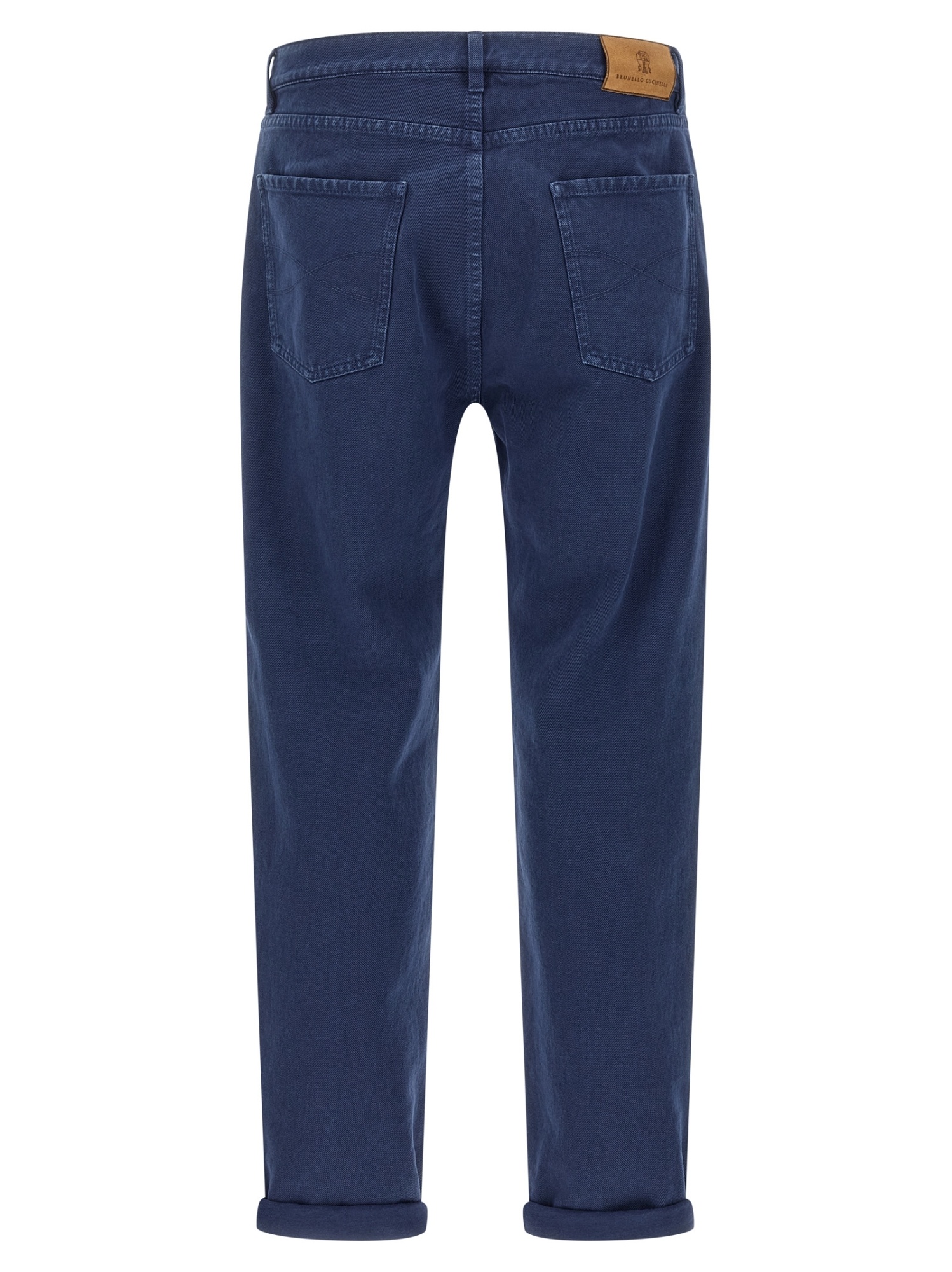 Brunello Cucinelli Garment-dyed Logo-patch Jeans In Blue