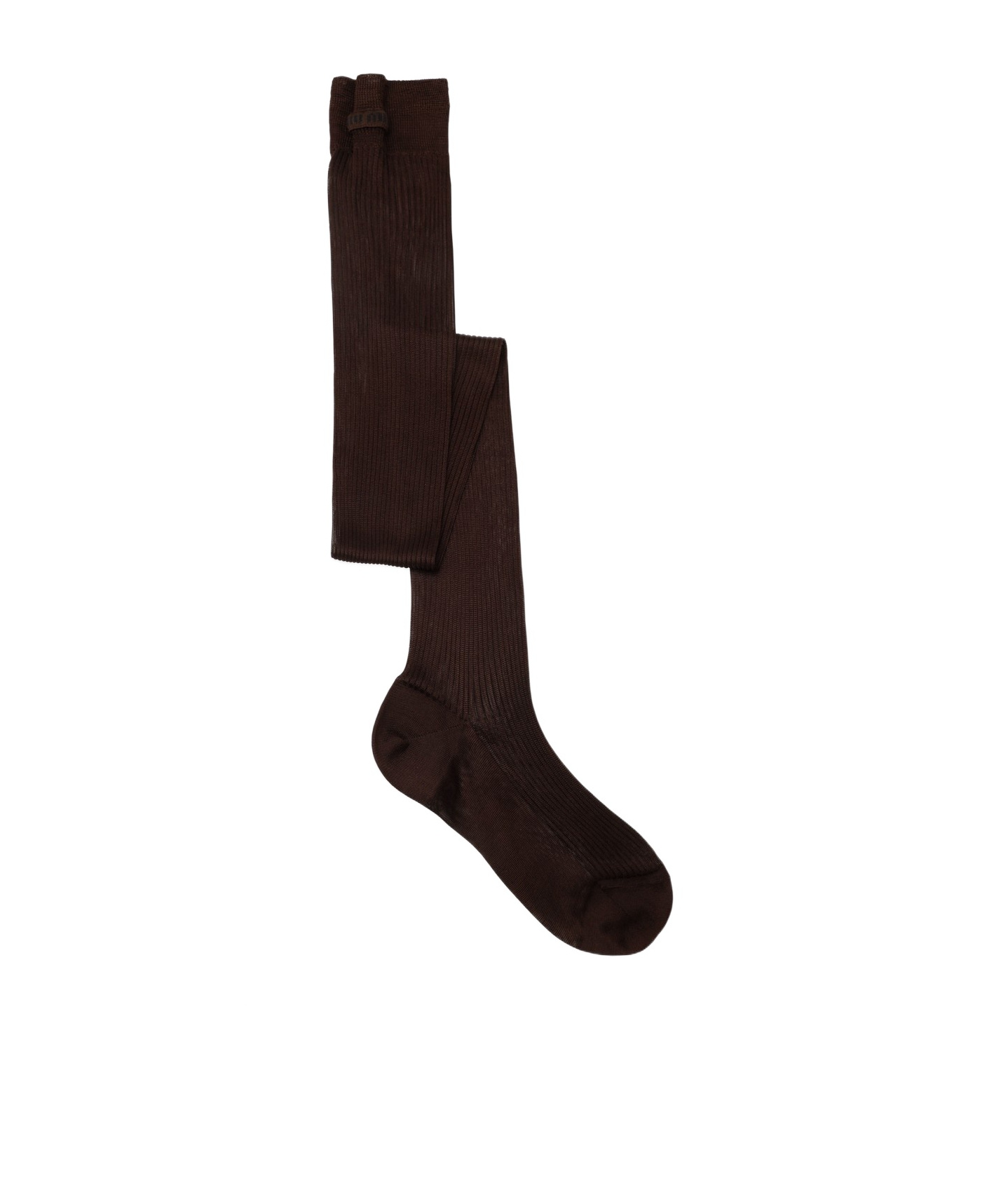 Miu Miu Cocoa-coloured Silk-blend Socks In Black