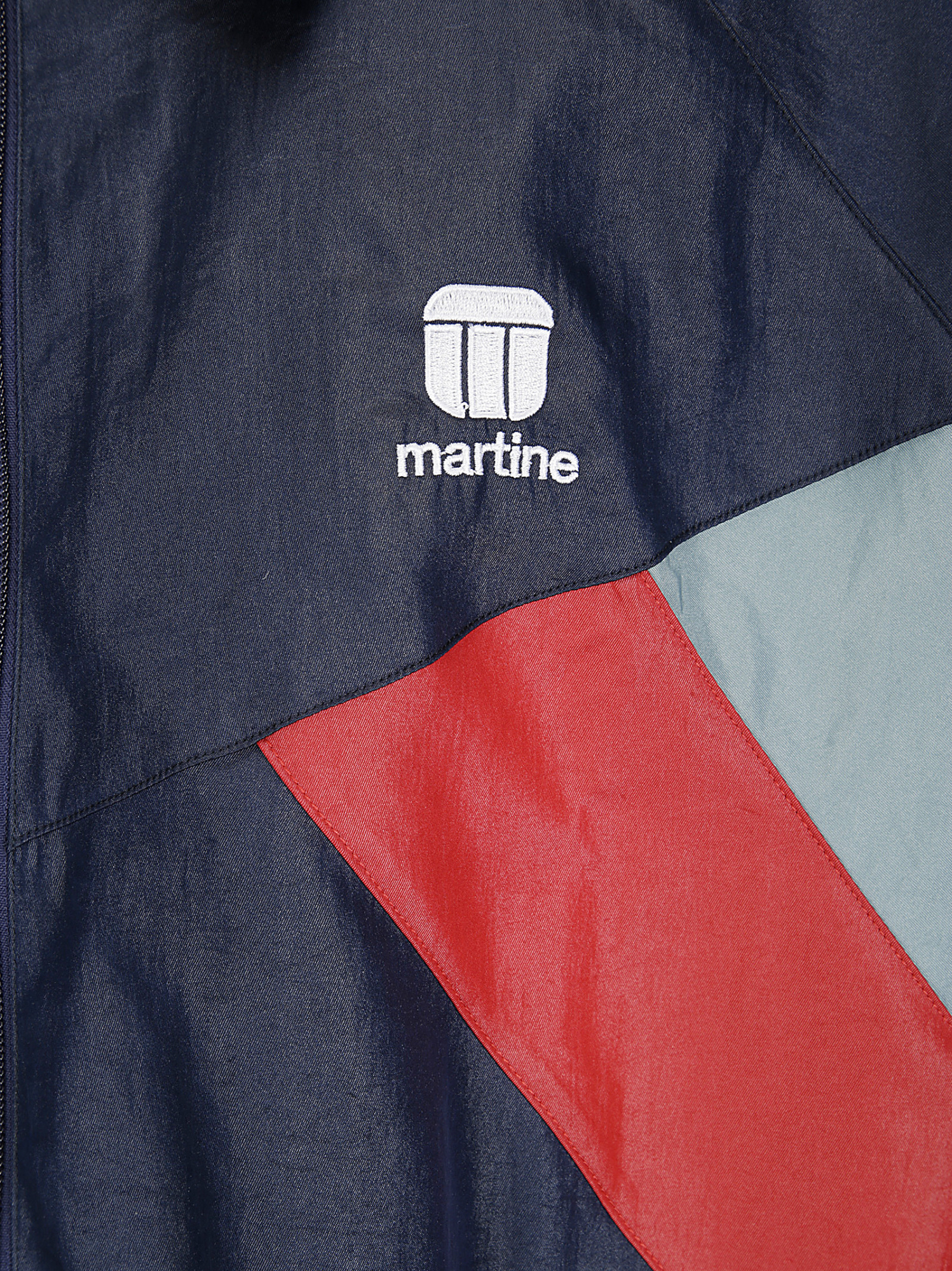 Martine Rose Block Design High Collar Unisex Jacket In Blue