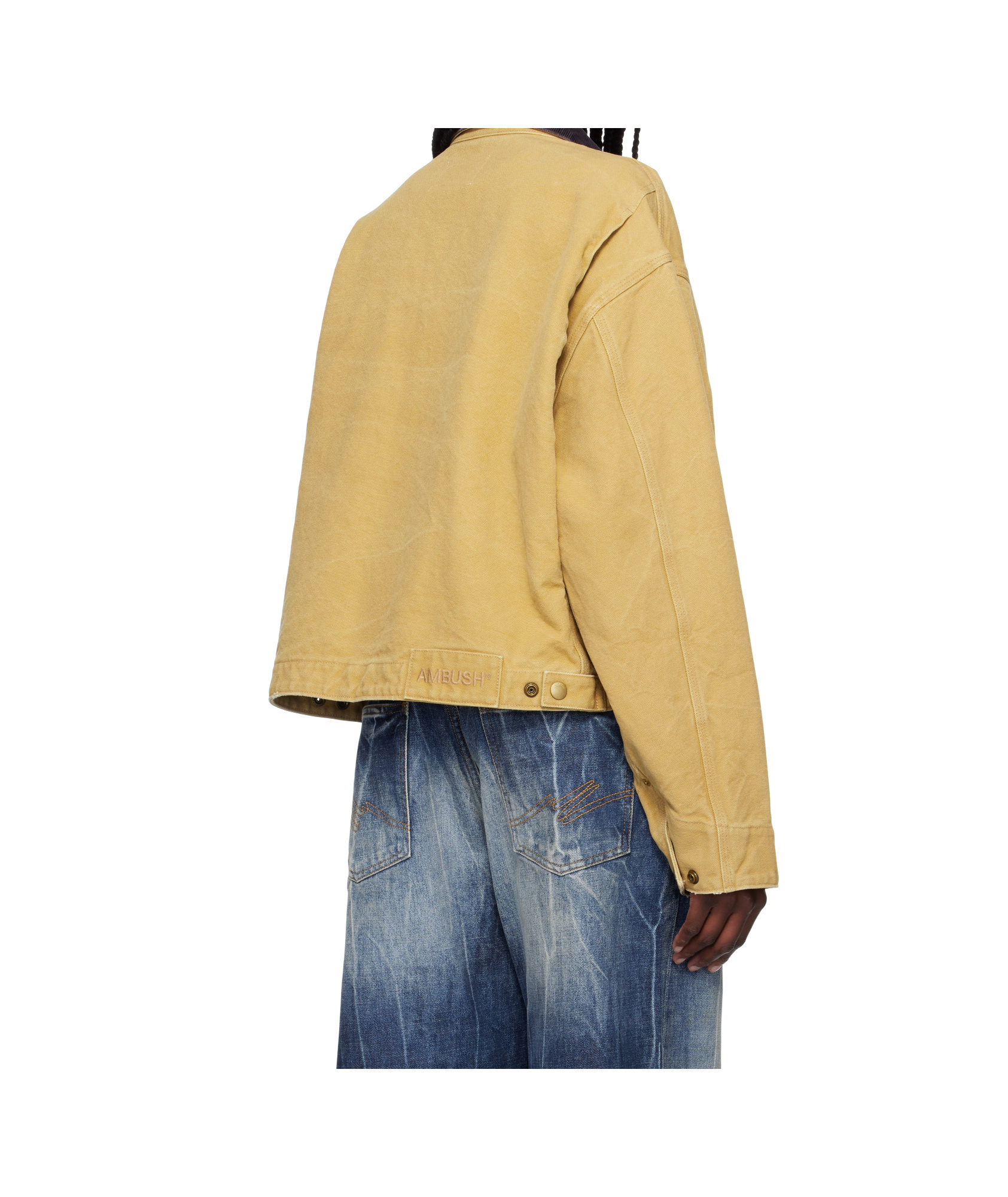 Ambush Tan Cropped Canvas Work Jacket In Yellow-brown