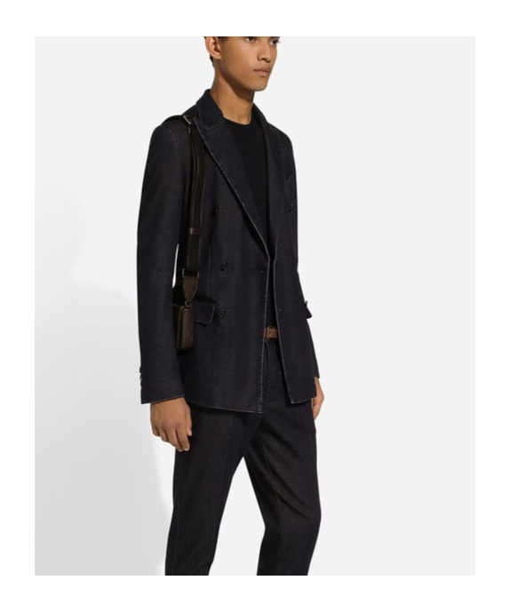 Dolce & Gabbana Double-breasted Taormina-fit Denim Jacket In Black