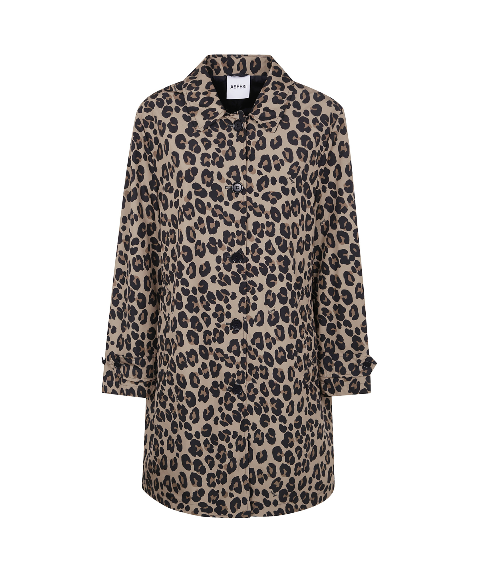 Aspesi Leopard-print Single-breasted Coat In Black
