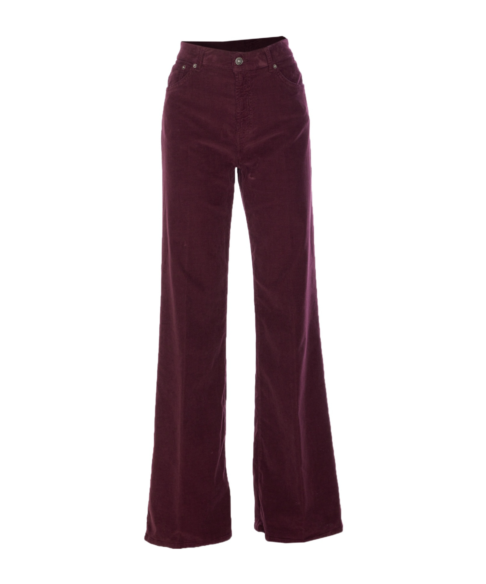 Dondup Loose Fit Corduroy Trousers With Back Pockets In Burgundy